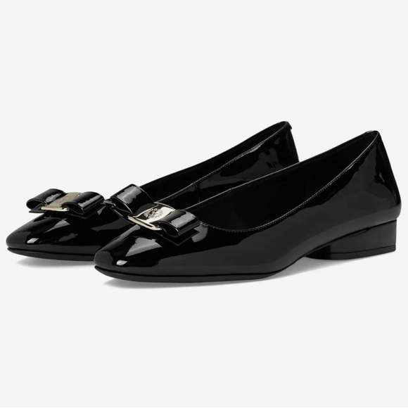 Anne Klein Glossy Black Heels with Silver Accent - Picture 3 of 12